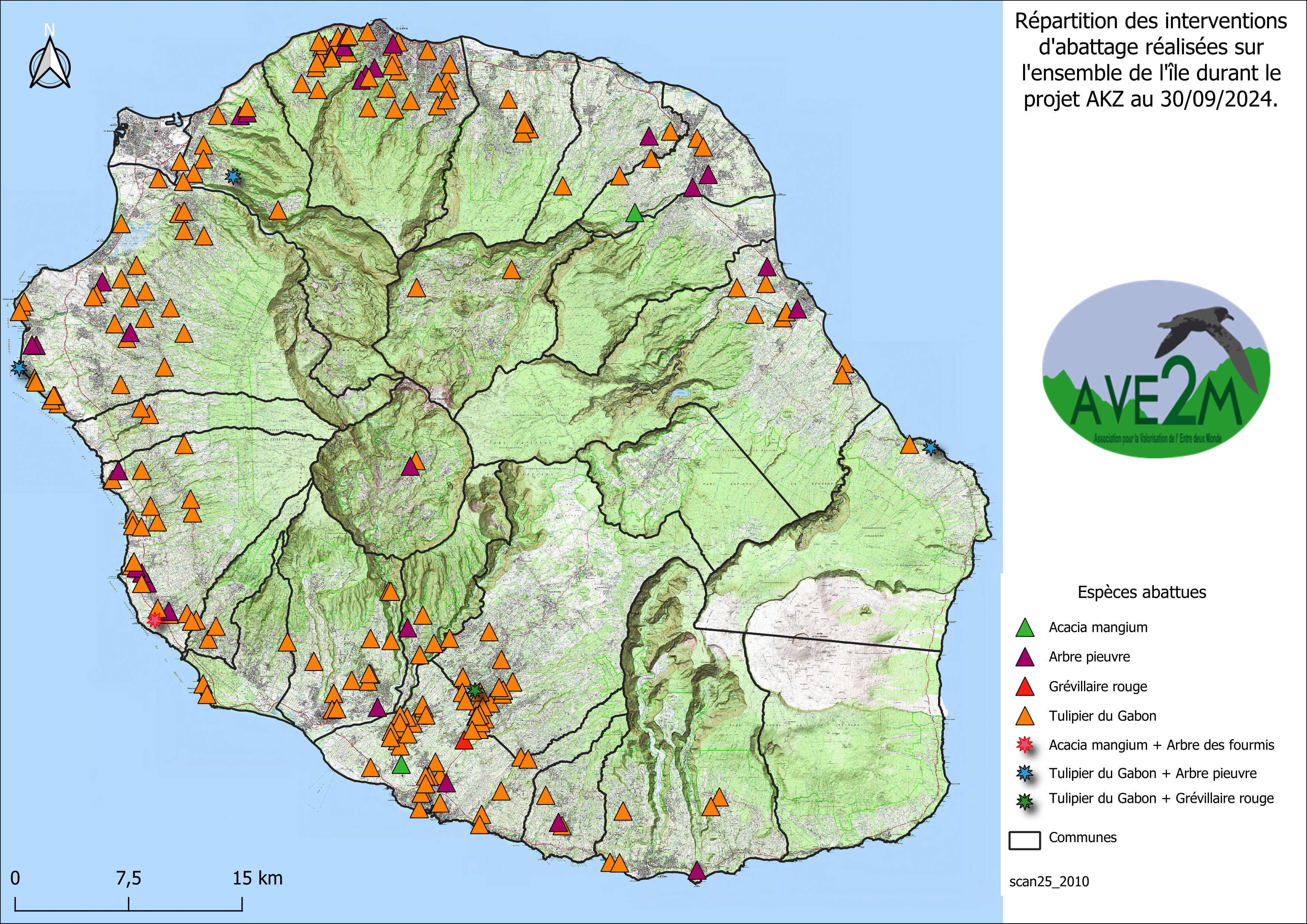 Carte répartition des demandes d'abattage